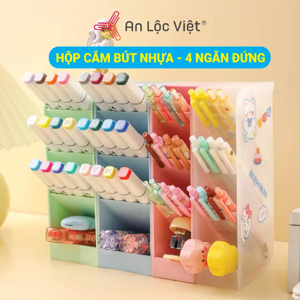 Kệ Đựng bút 4 tầng để bàn học, dùng đựng mỹ phẩm, cọ trang điểm, nhiều màu lựa chọn