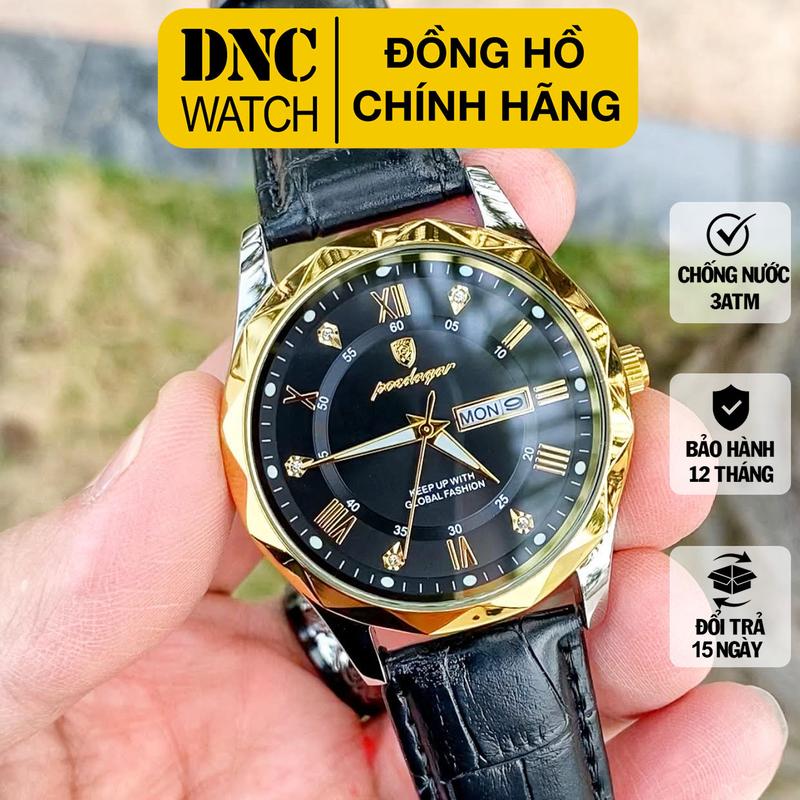 PVKPOE Đồng hồ nam viền khối kim cương thiết kế sang trọng, lịch lãm, chống nước tốt, TẶNG PIN DỰ PHÒNG, Watch Đeo Tay Voi