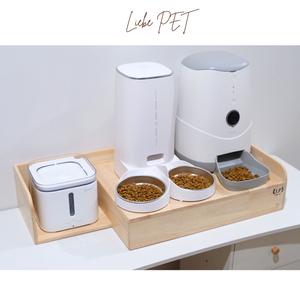 LP2 โต๊ะอาหารสัตว์เลี้ยง ที่วางเครื่องให้อาหารอัตโนมัติ ที่วางน้ำพุ สำหรับให้อาหารสัตว์เลี้ยง แมว สุนัข ไม้เกรดA แข็งแรง มินิมอล(ไม่รวมน้ำพุ เครื่องอัตโนมัติ)