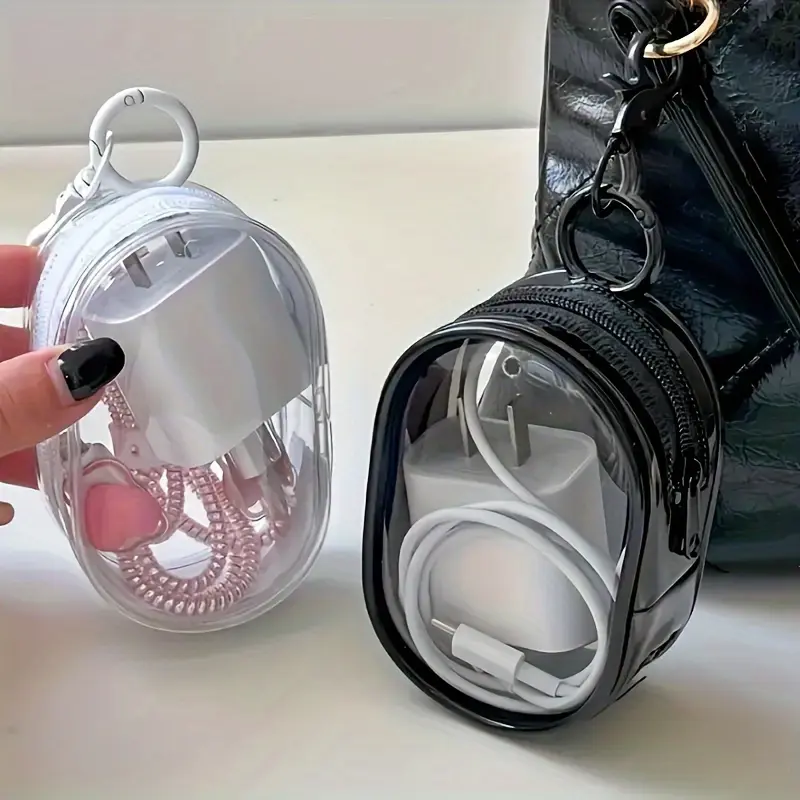 Hjuey Portable Keychain with Lipstick Case, Multifunctional Travel Storage Bag, Suitable for Women, PVC Material, Lobster Buckle, Perfect for Back to School hirono  case