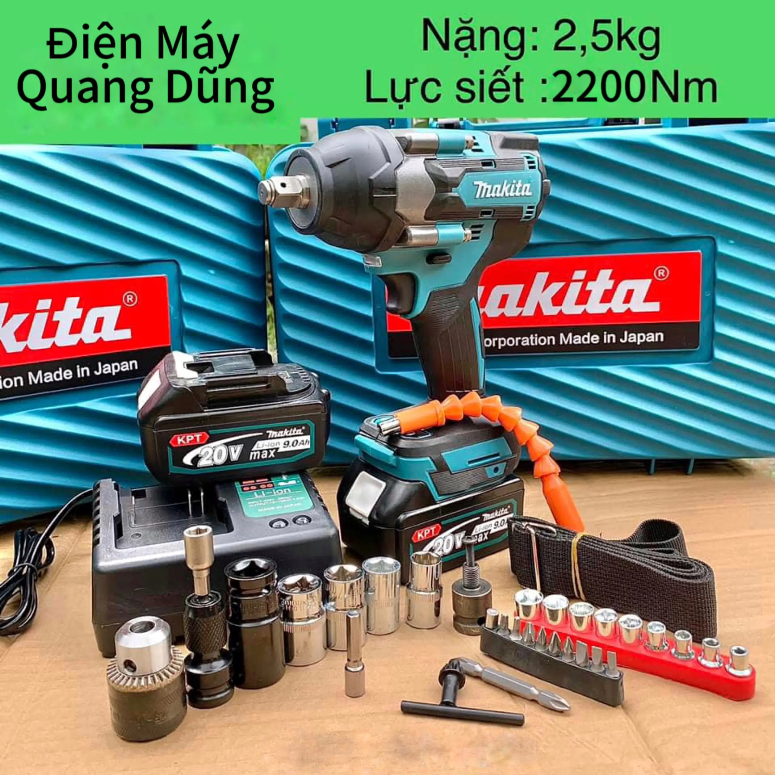 Máy Siết Bulong MKT 2200Nm - Máy bắn ốc,vặn vít đầu đặc 1/2 - động cơ không than, mở ốc nồi xe máy tay ga, ô tô tải