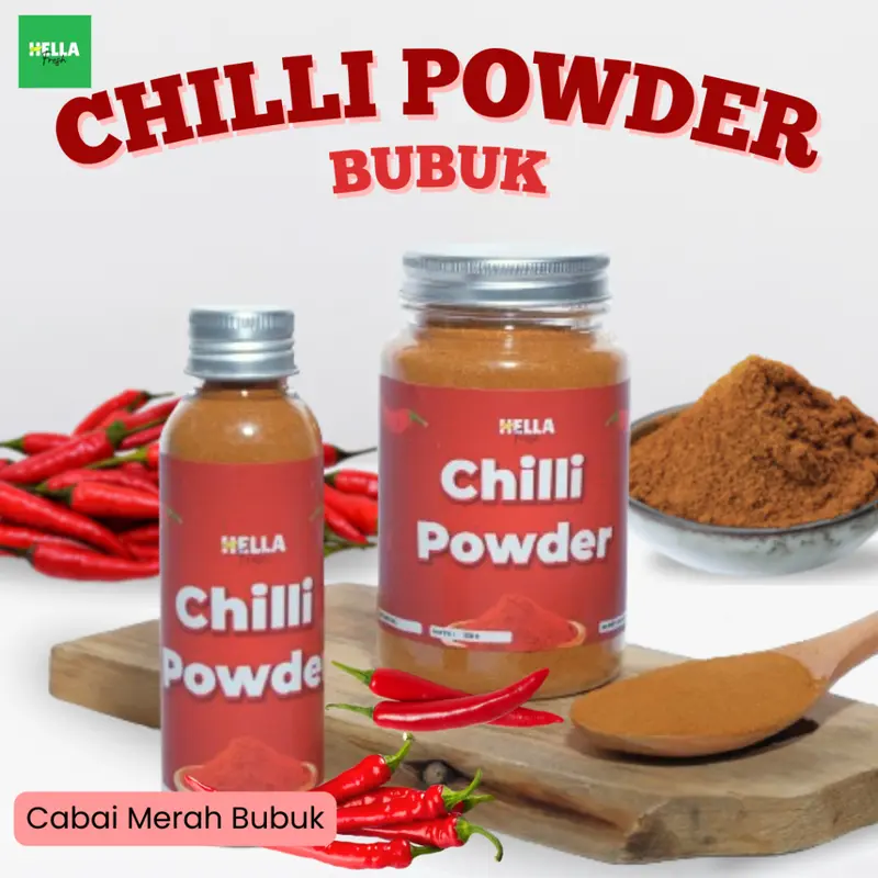 Hella Fresh Cabe Bubuk Halus 50gr 130gr Premium / Chilli Powder Cabai Bubuk Halus Pedas Non MSG 0