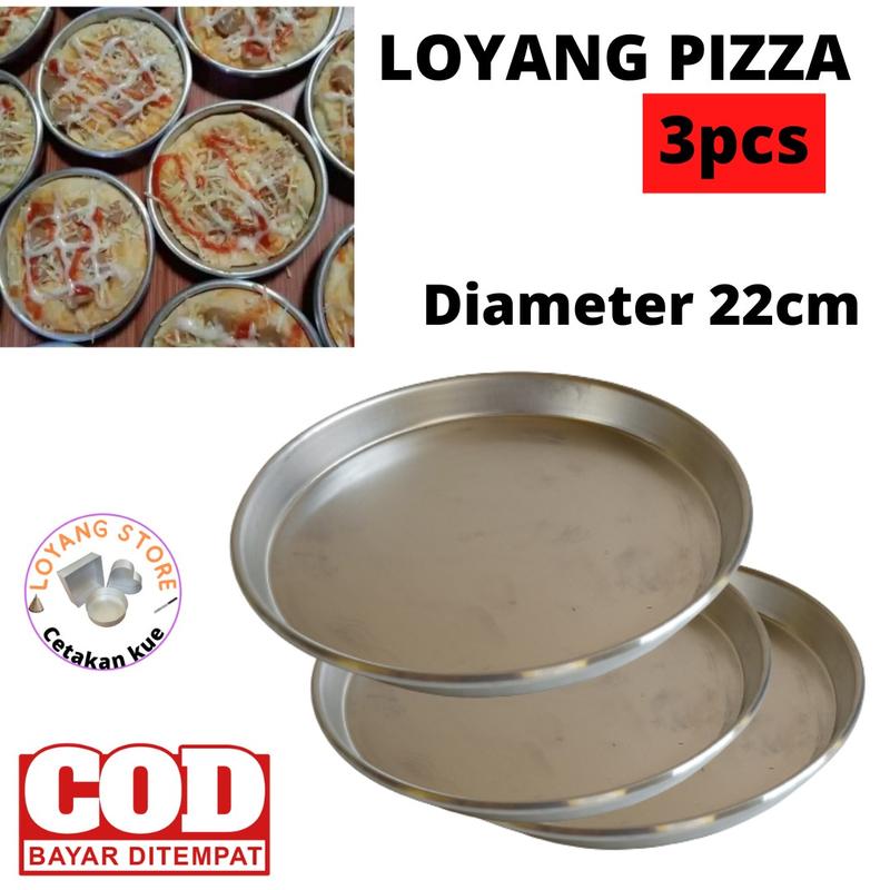 3 pcs Loyang pizza di berbagai macam ukuran Aluminium 3