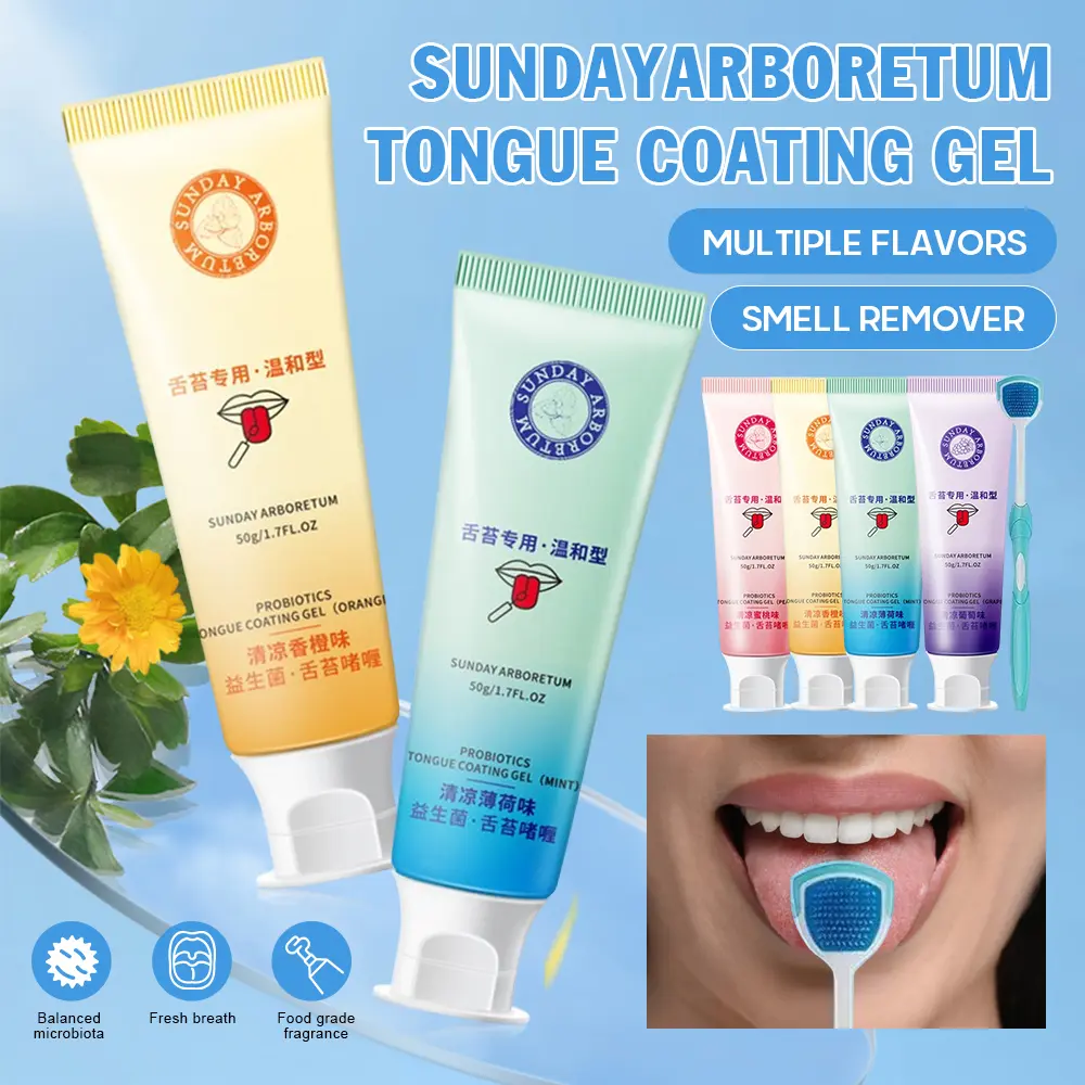 Sunday Tongue Scraper Gel with Silicone Scraper Fresh Breath Oral Care Tongue Coating Cleansing Tongue Scraper Tongue Cleaner