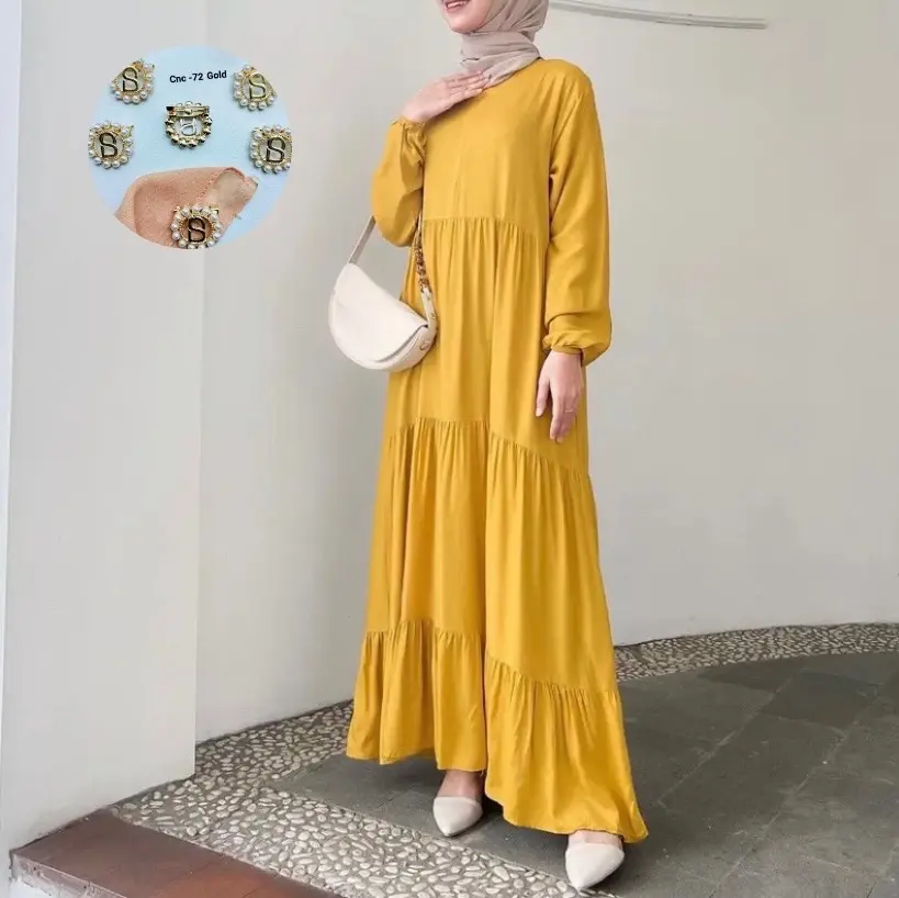 Hanum Dress Rayon Best Seller Termurah Terlaris / Casandra Dress / Busui Friendly / Baju Kondangan / Gamis Susun Polos /Kekinian Muslim