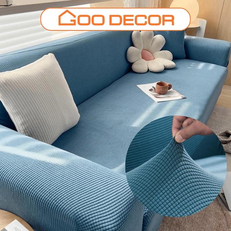Bọc ghế sofa GOO Decor vải nhung gân, bọc sofa đơn, sofa chữ L dày dặn co giãn mềm mại