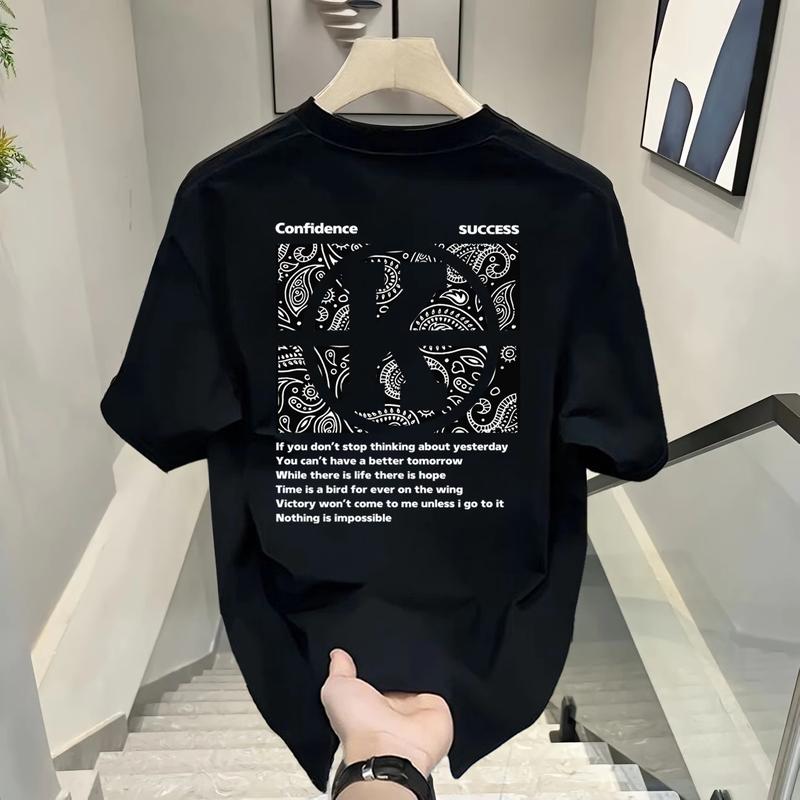 Product Introduction of 2024 Summer New Loose T-Shirt Trendy Printed Boys' Fashion Trendy Couple Comfortable Half Sleeve T-Shirt Casual Men'S Style Fabric Menswear Polyester Streetwear Top 18