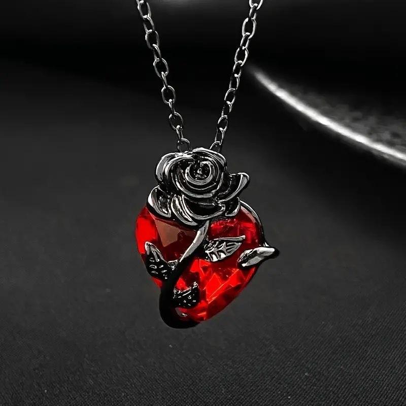 amophi Kalung European and American Love Rose Kalung Gothic Dark Design Twisted Flowers Bunga Bertelanjang Hati Rantai C271 amophi Kalung European and American Love Rose Kalung Gothic Dark Design Twisted Flowers Bunga Bertelanjang Hati Rantai C271