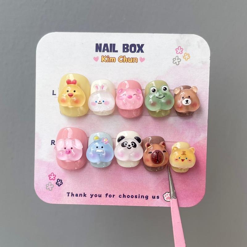 C00: Nailbox thiết kế charm nổi hình thú form vuông tròn nail nữ women