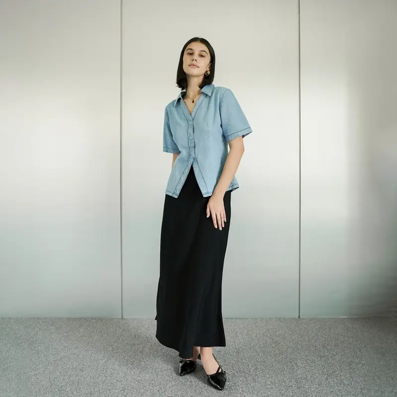 [Tutuloph] Jane Top | Atasan Denim Lengan Panjang Top Long Sleeve | Denim Top Jeans - Denim Collection | Atasan Kemeja Kancing Denim All size Normal Big size Premium 6