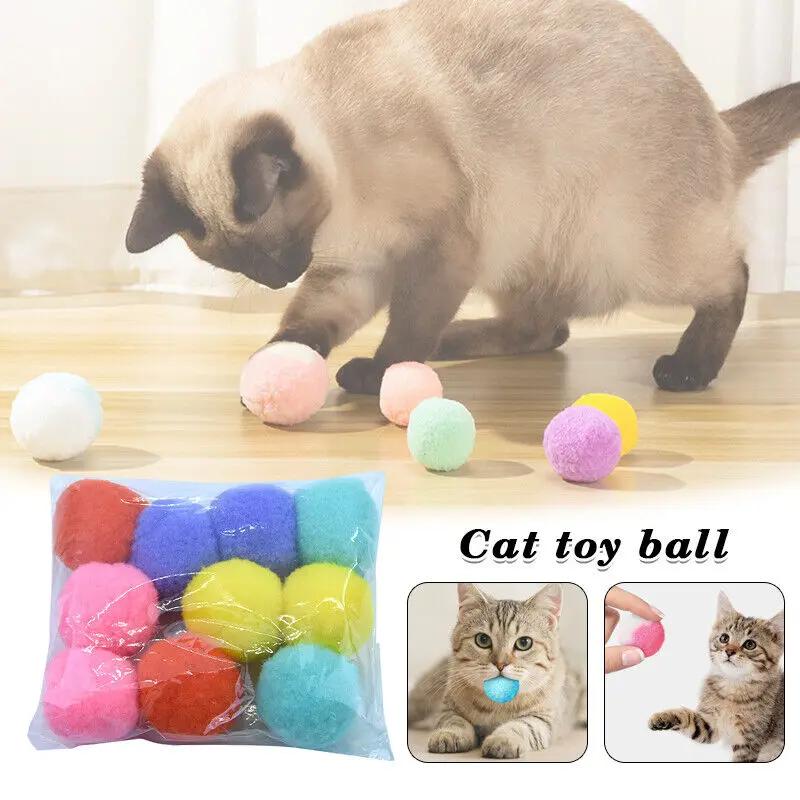Pet Cat's Colorful Furry Fur Ball Funny Creative Toy Interactive Toys for Pet