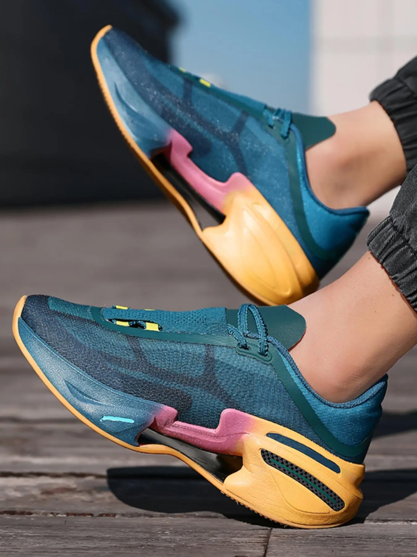 Men's Fashionable Colorblock Lace Up Running Shoes, Casual Comfortable Breathable Sports Shoes, Outdoor Running Shoes for Daily Wear