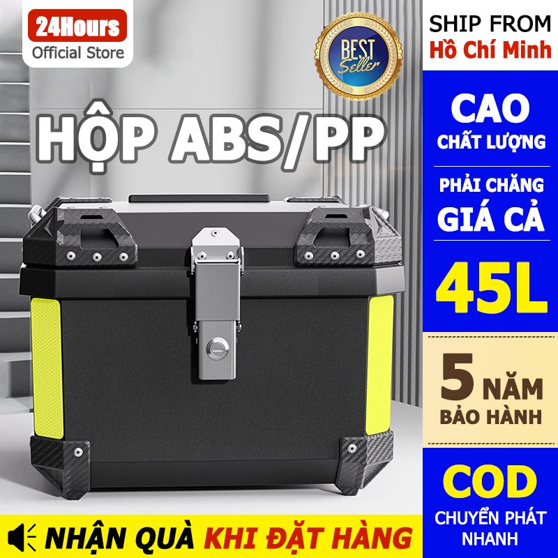 24Hours Hộp đuôi xe máy Thùng Nhôm Xe Máy 50L Chính Hãng VetaBox Full Đế, Lót Thùng, Tựa lưng Hộp đựng đồ phía sau xe máy