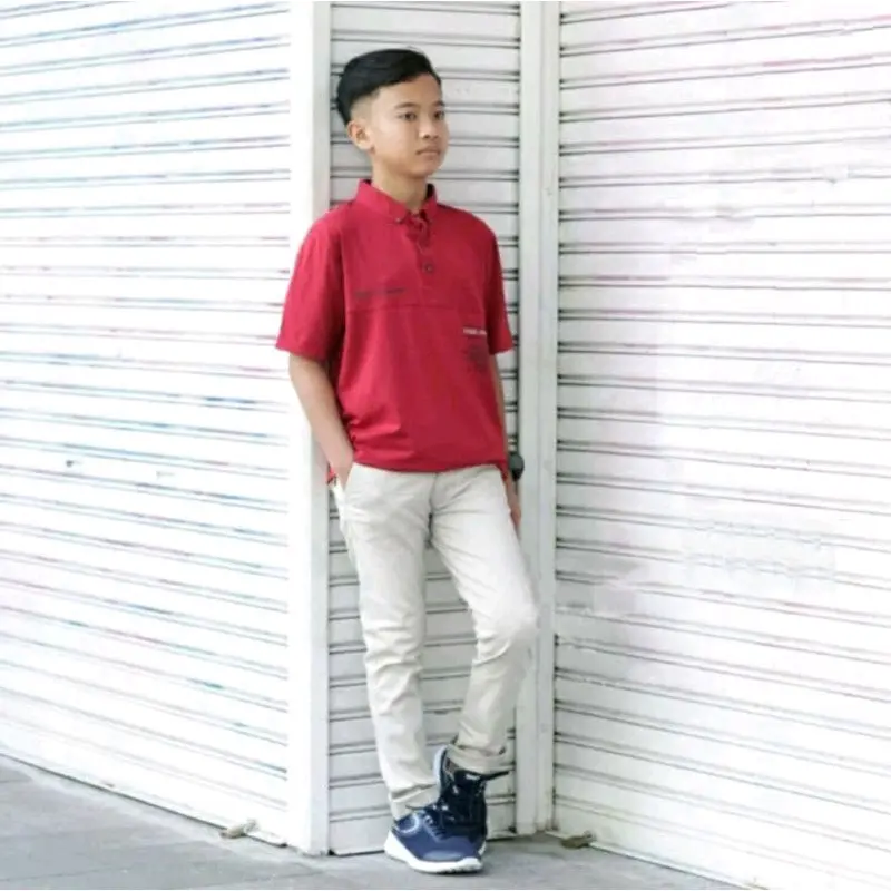 Celana Chinos Panjang Anak Laki Laki Tanggung Usia 9-14 Tahun Pinggang Karet  bahan katun melar Polos  bukan Jeans Fashion 2