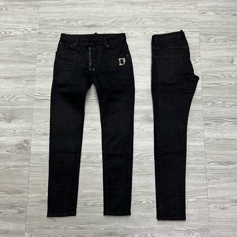 QUẦN JEAN NAM MÃ D2-13 ĐEN TRƠN KHOÁ LỆCH CHỮ SẮT 4 CÚC , BÒ DÀI CAO CẤP , CO DÃN , PHOM ÔM CHÂN D-S-Q ,  Có Túi