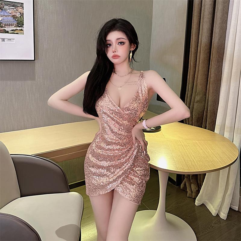 Váy hai lớp đính kim saa màu vàng sang trọng V05129 , Đầm nữ 2