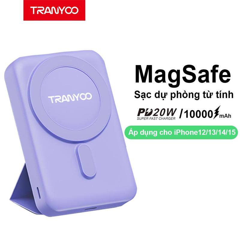 Sạc Không Dây 10000mAh Magsafe iphone Tranyoo F24 sạc nhanh iphone 20w Hỗ trợ sạc bằng cáp sạc PD 20W Hấp Thụ Từ Tính, Có Chân Đế Phụ Kiện Sạc Pin,Thích hợp cho dòng iPhone 12/13/14/15【Chú ý đến mô tả sản phẩm type c type c i phone12
