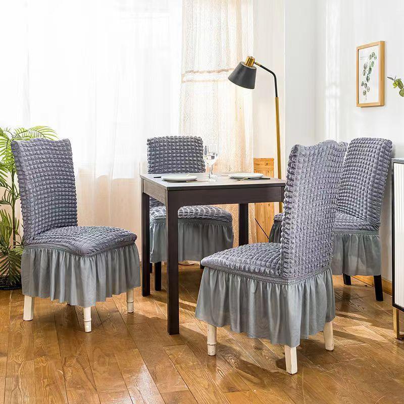 Bọc Ghế Váy, Co Giãn, Bọc Ghế Ăn, Chất Liệu Seersucker, Có Thể Co Giãn, Chống Bẩn, Bọc Chống Trượt, Bảo Vệ Ghế, Bọc Ghế 8