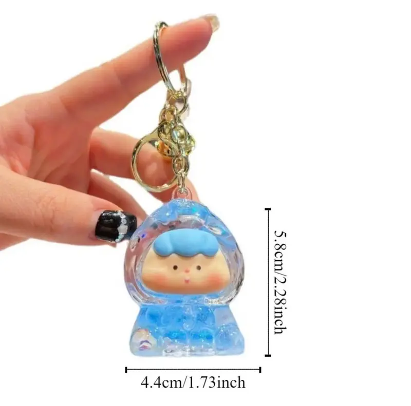 [SIZE TO] Móc Khóa Mô Hình Charm Nước Kim Tuyến Labubu Thỏ Rùa Decor Trang Trí 7
