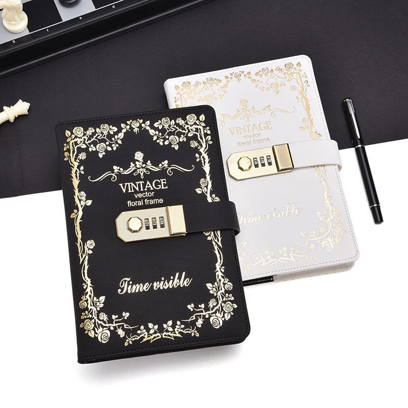 Sổ tay bảo vệ mật khẩu cổ điển Sổ nhật ký dễ thương cho học sinh có khóa Sổ tay dày Sổ tay Sổ tay Văn phòng phẩm 2