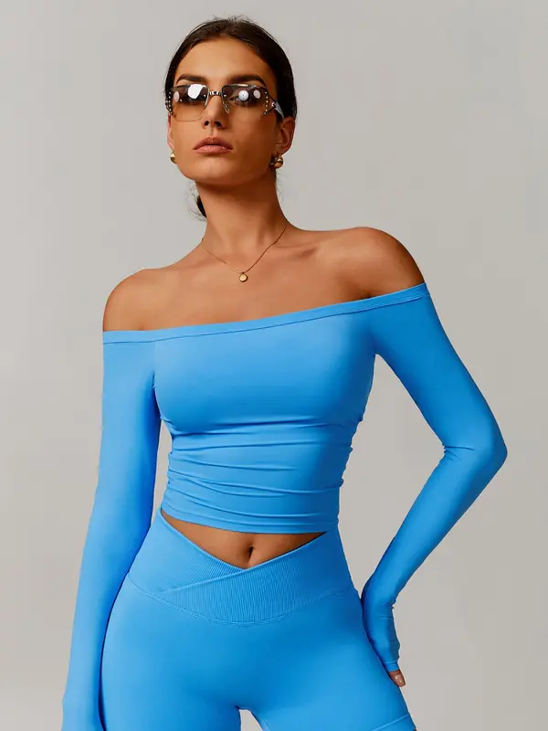 Women's Solid Color Sports Tee, Tight Fit Casual Active Long Sleeve Top for Yoga Gym Workout, Ladies Active Exercise Sportswear Fitness for All Seasons 8