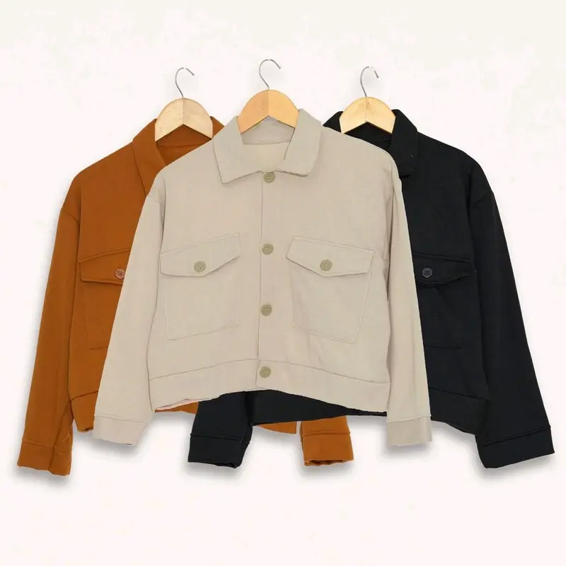 jaket wanita olin button gaya casual korea Outer Lengan Panjang 3