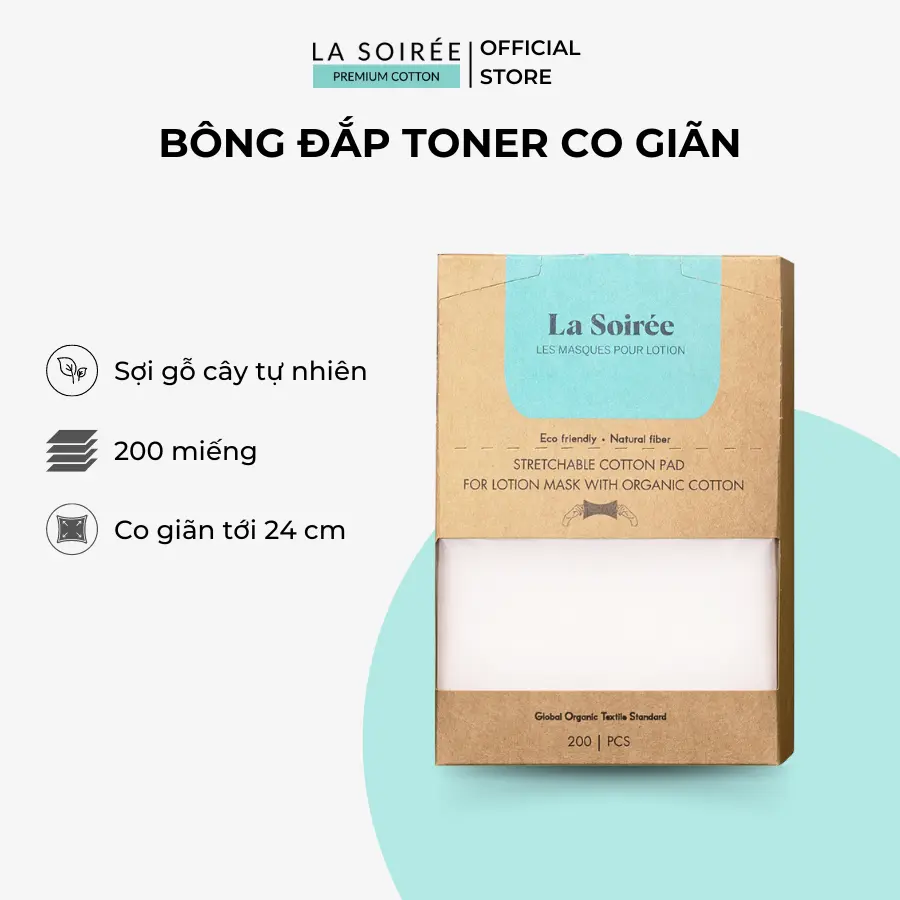La soirée Bông đắp mặt tonner 200 miếng mỏng min kéo dãn chăm sóc da làm đẹp da