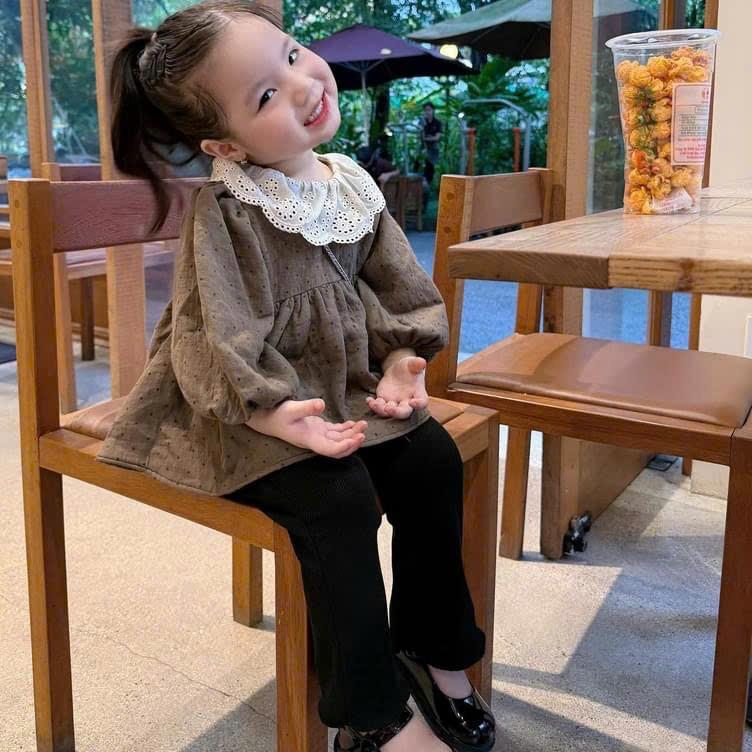  Sét Áo Xô Đũi Baby Doll Kèm Quần Suông Tăm Ống Loe Dành Cho Bé Gái 
