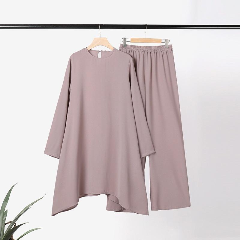 Product Introduction of Bộ Đồ Thường Ngày Của Phụ Nữ Hồi Giáo, Phong Cách Trung Đông, Màu Trơn Cổ Tròn, Áo Chui Đầu, Váy Giữa, Quần Dài, Thích Hợp Cho Mùa Xuân Và Mùa Thu, Giảm Giá, Hàng Mới Về 6