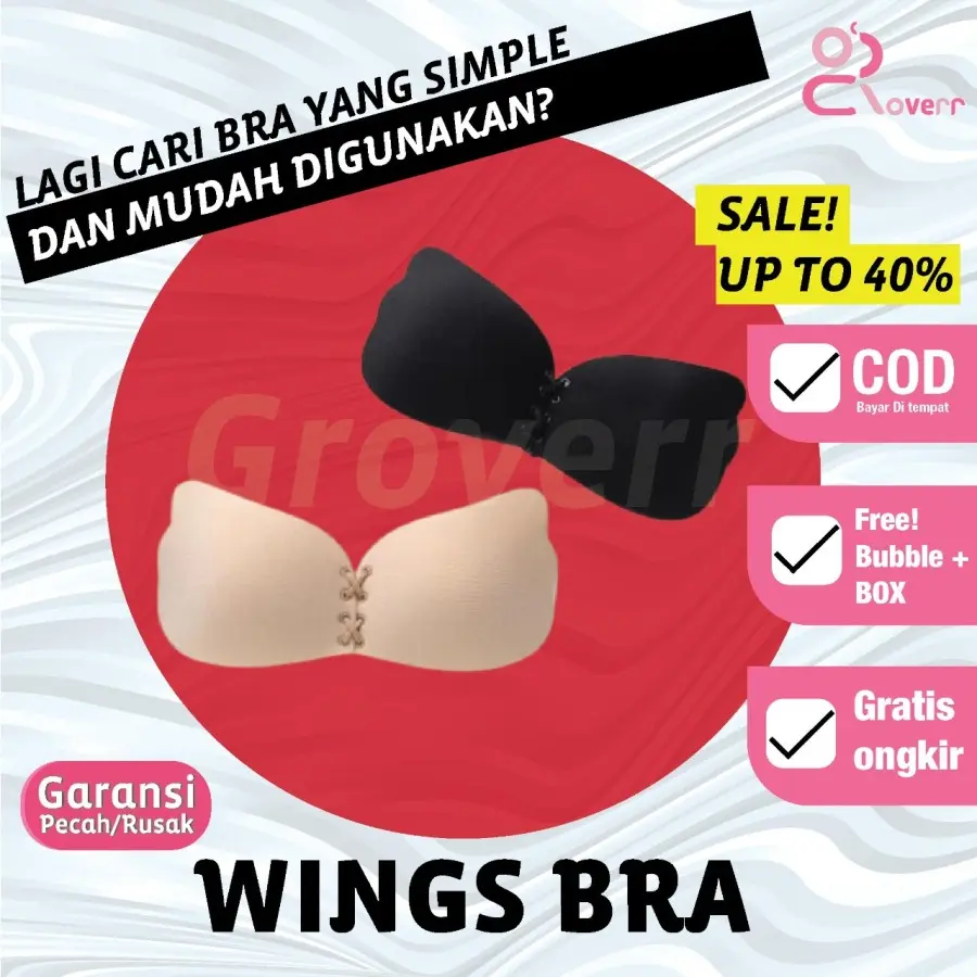 Wings Bra BH Tempel V Invisible Push Up Nu Bra Tanpa Tali