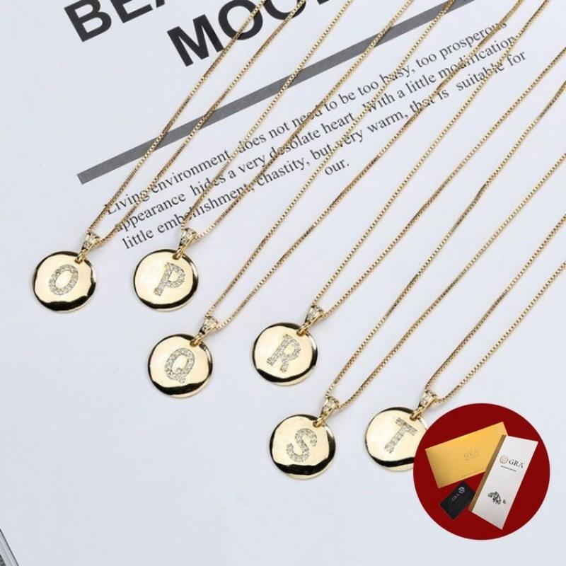 Product Introduction of (With Gra Certificate) Fashion Copper Plating 18K Gold Trend 26 English Letter Necklace Pendant Female Clavicle Chain 22
