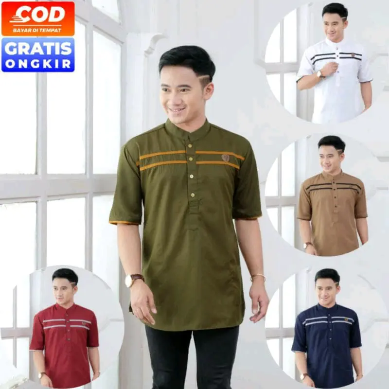 BAJU MUSLIM PRIA DEWASA TERBARU // BAJU KURTA DEWASA MODEL List2 Katun Pendek