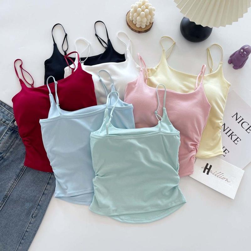 Product Introduction of [ 86k People Collection] Pure Desire Sweet and Spicy Camisole for Women, Inner Wear and Outer Wear, Beautiful Back Strap, Chest Pad, Ruched Design, Slim Fit, Flattering Top for Women 13
