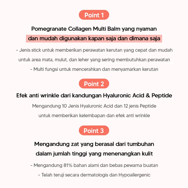 ENPRANI Wrinkle Care Pomegranate Collagen Stick acid wajah Hyaluronic Mencerahkan Aging 6