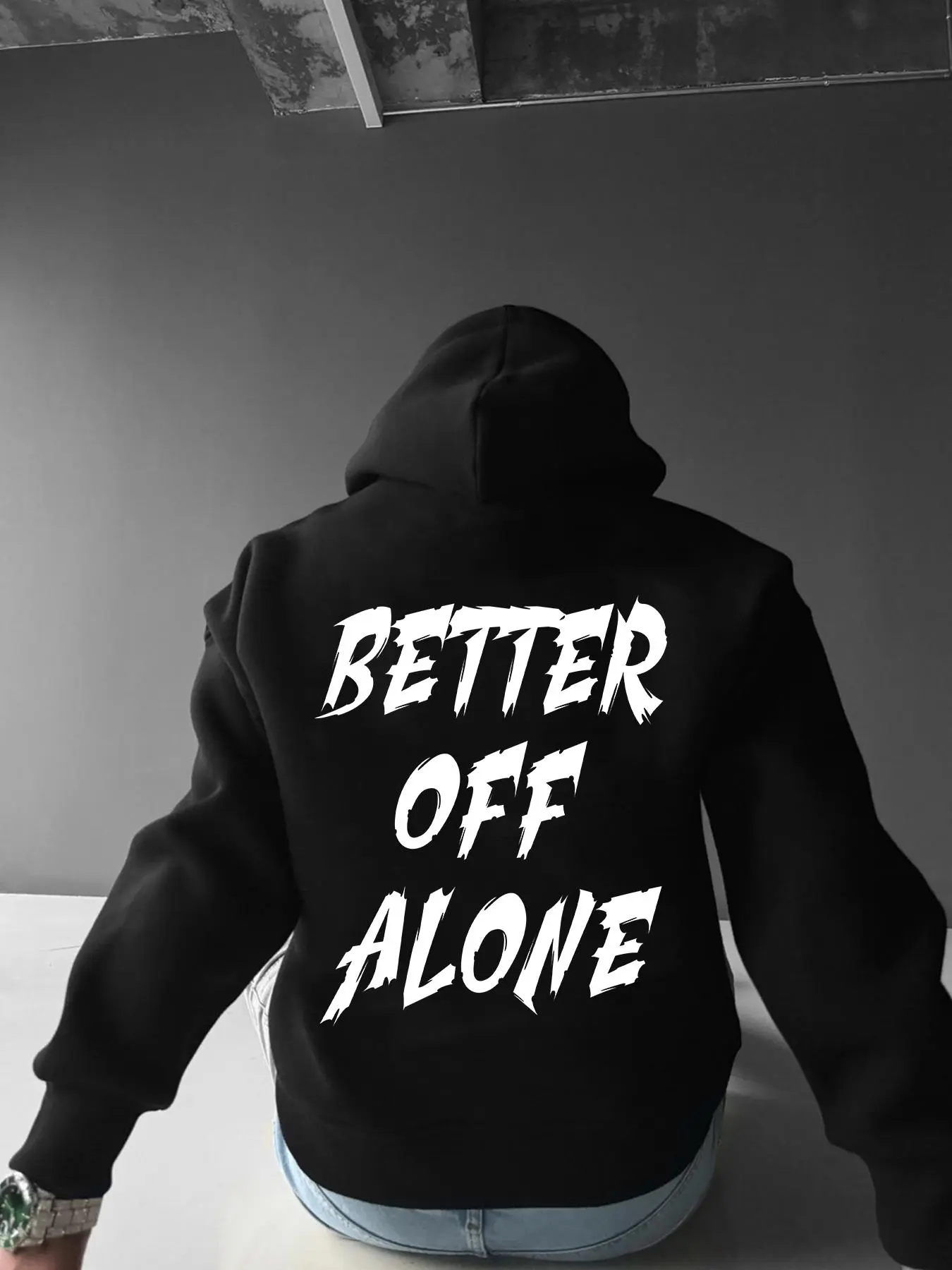Men's Letter Print Drawstring Hoodie, Regular Fit Casual Comfy Pocket Hooded Sweatshirt for Daily Wear, Men's Clothes for Fall & Winter, Tops