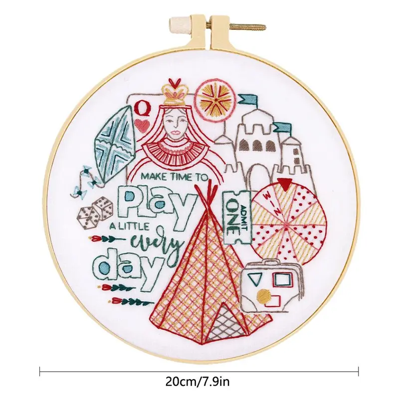 Tent Embroidery Kit, DIY Embroidery Kit with Hoop, Including Patterns, Threads, Needles, and Instructions for Crafting 1