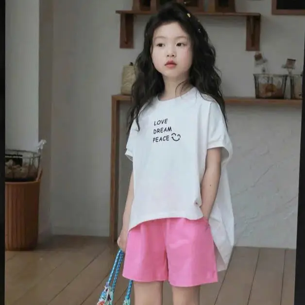 Mã 13: (20kg - 50kg) Set áo thun form rộng chất thun cotton kèm quần đùi cho bé gái