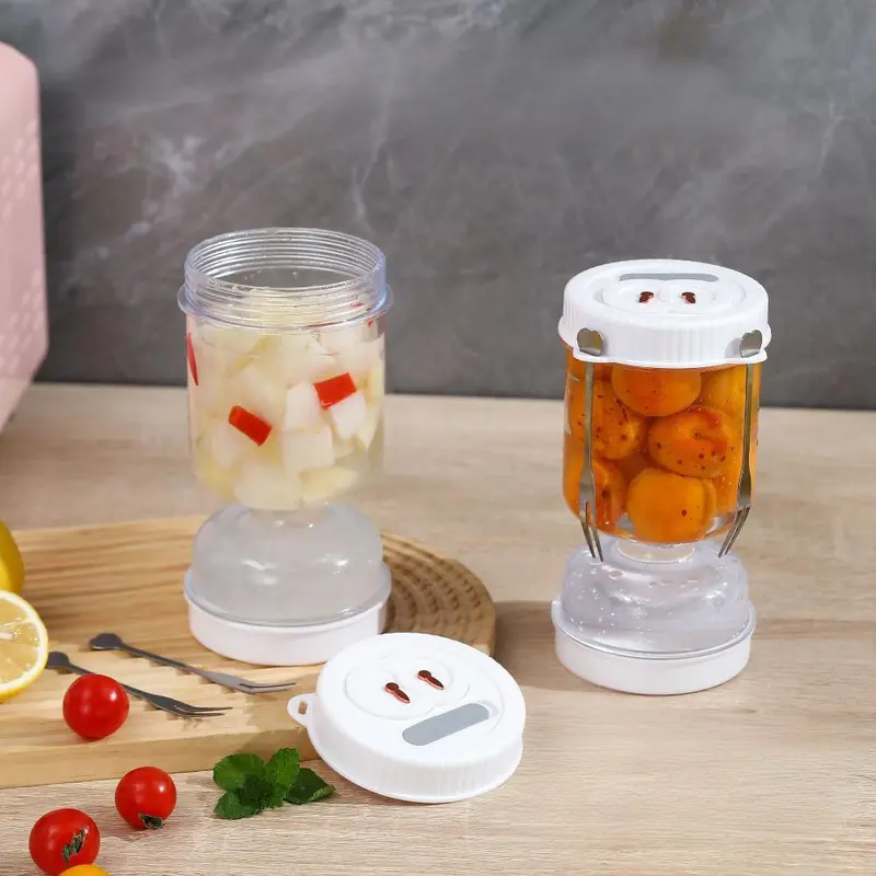 Reusable Food Storage Jar with Fork, 1 Count Durable Leak Proof Food Pickle Container, Kitchen Utensils & Gadgets for Home Dining Room Picnic 5