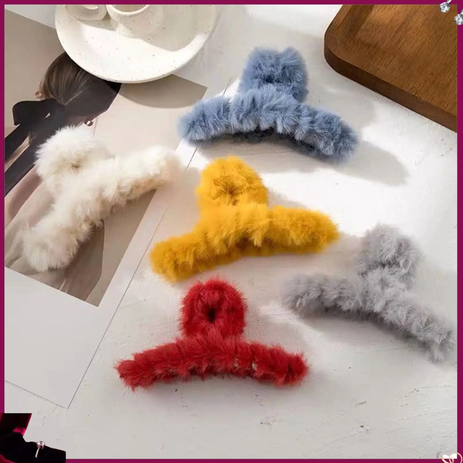 CNO Crossing Teeth Strong Claws Hair Claw Elegant Lady Plush Long Hair Clip Styling Accessories