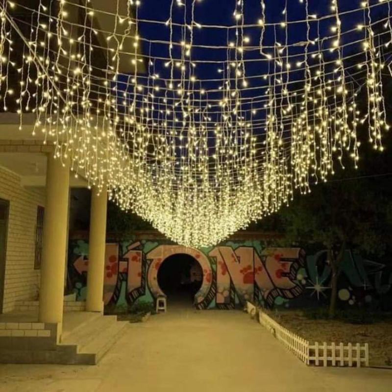 ( LED TRANG TRÍ) Đèn Led Rủ 12M thả 60cm Có Phích Nối,Đèn Nháy Rèm Trang Trí Mành Rủ