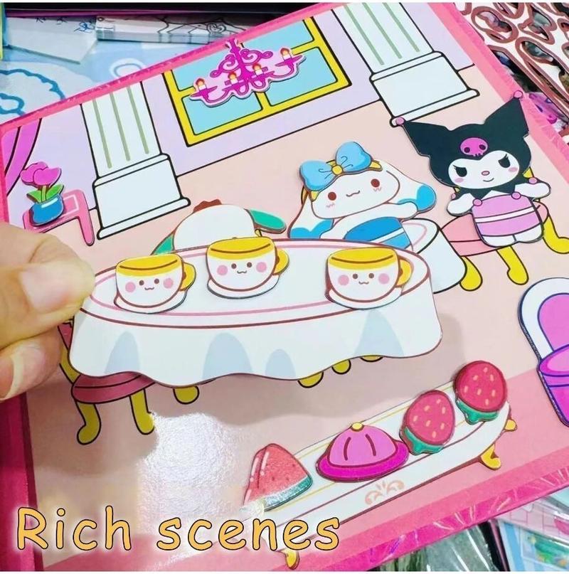 Product Introduction of Magnetic quiet book,Magnetic straw book,  Hello Kitty and Kuromi theme, cut-free, Sanrio, can be repeated, Cinnamoroll and handmade melody, DIY toys, perfect for drawing straw books 20