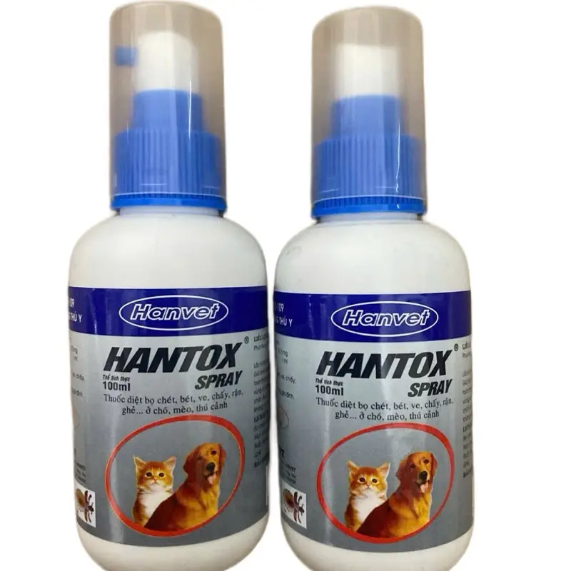 Hantox xịt đặc trị diệt ve, bọ chét, rận, ghẻ…….  Ở  Chó, mèo, thú cảnh hiệu quả cao ( dung dịch 100ml)