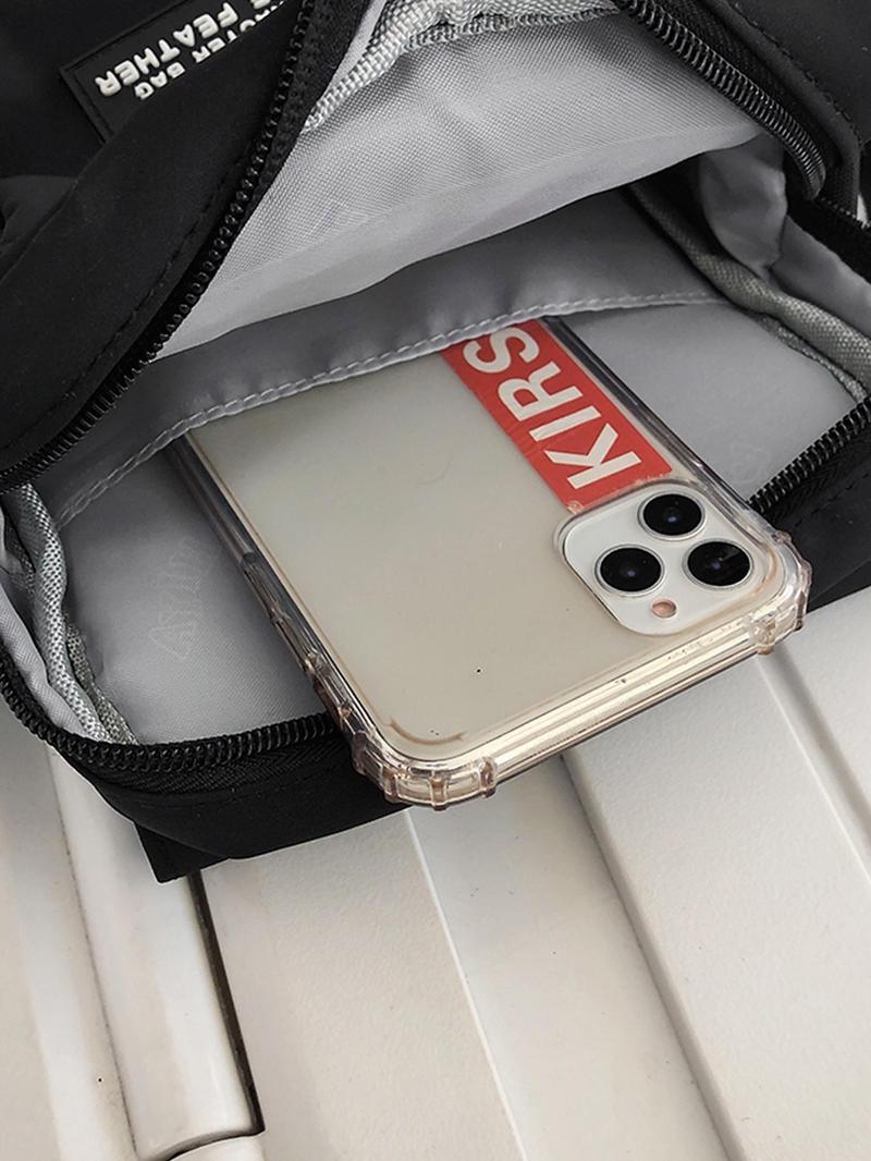 Product Introduction of Men's Casual Plain Color Nylon Crossbody Bag,  Trendy Letter Pattern Zipper Shoulder Bag for Work & School 4
