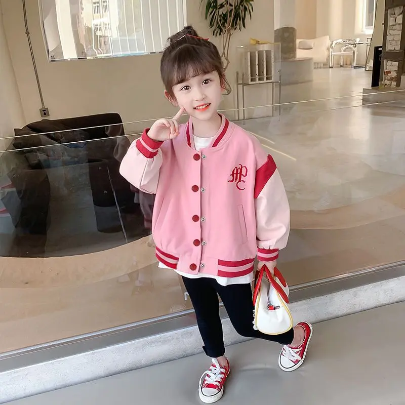 Áo Khoác Bé Gái, Đồng Phục Bóng Chày, Phong Cách Phương Tây, Hàng Mới Về 2023, Thời Trang Thường Ngày Cho Bé Gái, Thích Hợp Cho Mùa Xuân Và Mùa Thu, Áo Hoạt Hình, Áo Khoác Trẻ Em 5