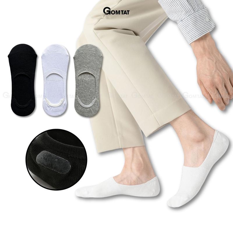 Tất Lười Nam Có Đệm Cao Su Chống Trượt Gót Chân Tất Nam Mang Giày Lười Vải Cotton Mềm Mại Thoáng Mát Menswear - TAT-LUOI-02