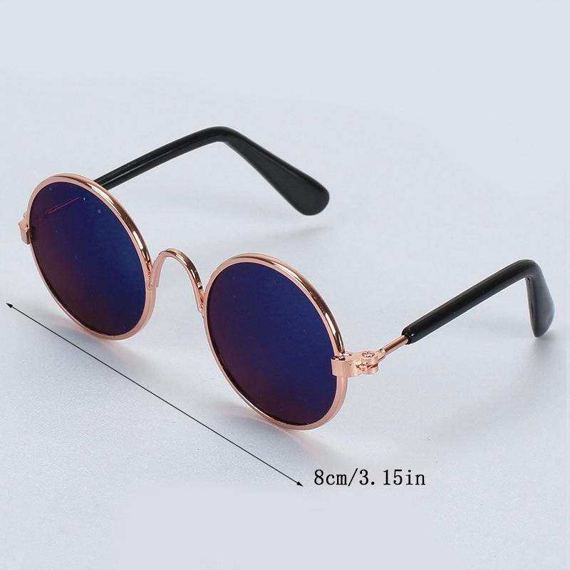 Fashion Eye Glasses for Cats, Retro Circular Cool Sunglasses, Pet Costume Supplies, Round Frame Glasses Photo Props for Small Medium Pets Kids Boys Girls 2