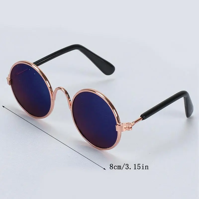 Fashion Eye Glasses for Cats, Retro Circular Cool Sunglasses, Pet Costume Supplies, Round Frame Glasses Photo Props for Small Medium Pets Kids Boys Girls 1