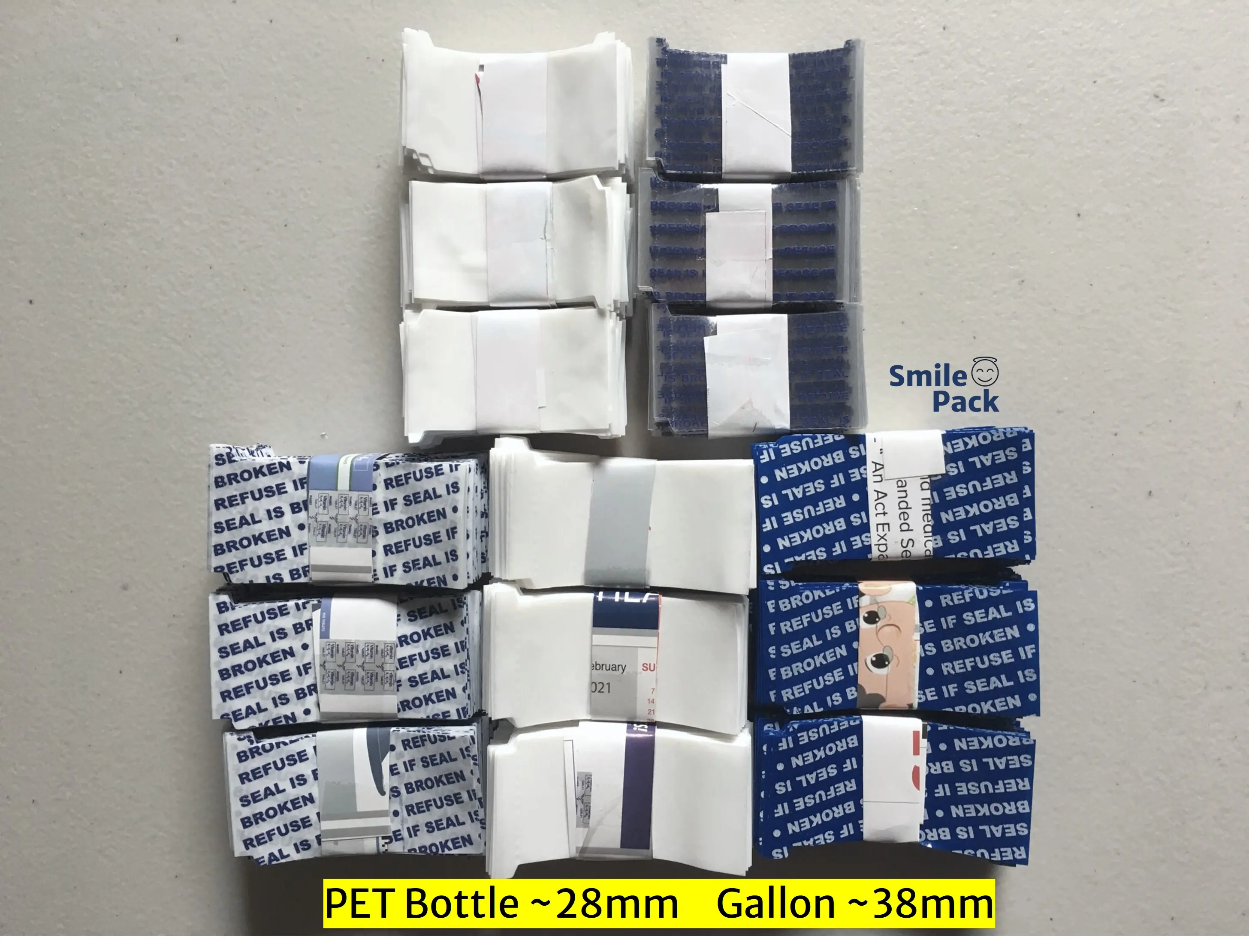 100 pcs Plastic Cap Seal for Gallon and PET Bottles - Shrink Wrap