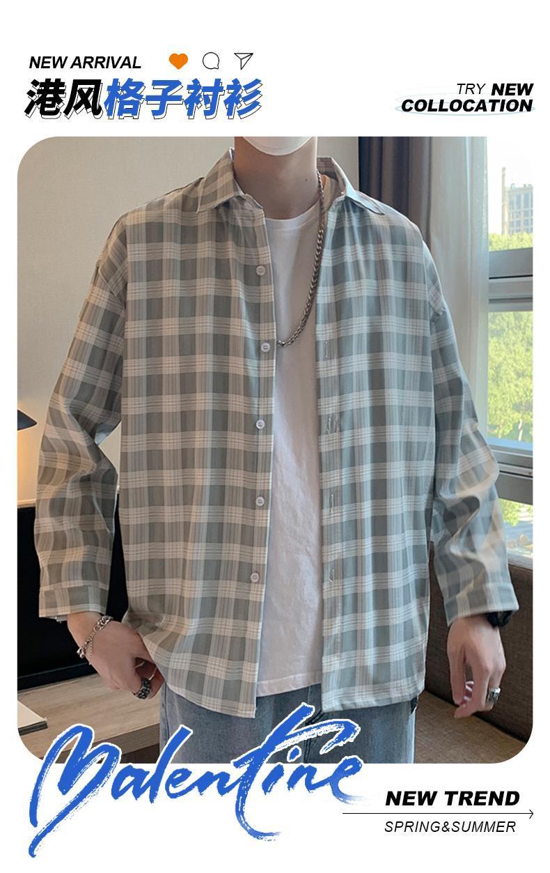 Product Introduction of Áo Sơ Mi Kẻ Sọc Dài Tay Cho Nam, Áo Đa Năng Hợp Thời Trang, Thường Ngày, Dáng Rộng, Phong Cách Hồng Kông, Áo Đẹp Trai Hợp Thời Trang, Áo Khoác Mùa Hè 2