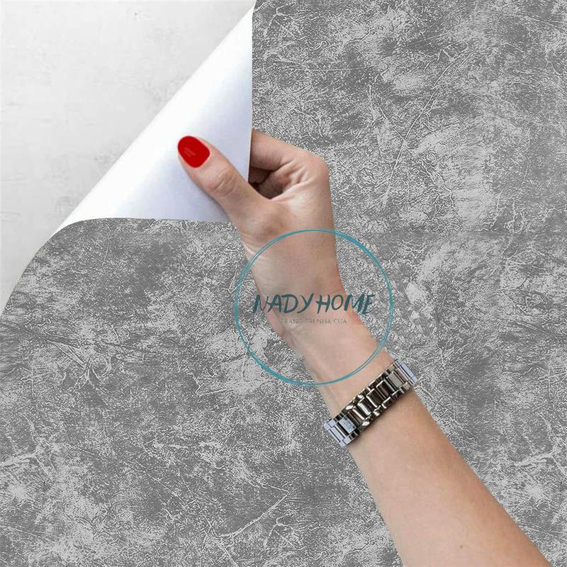 COMBO 2 cuộn Giấy dán tường giả xi măng cuộn 10m [FREE_SHIP] - 10m decal dán tường giả xi măng có keo sẵn vn đám mây xanh